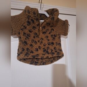 Cozy Brown and Black Dog Fleece‎ Jacket Aerie SMALL